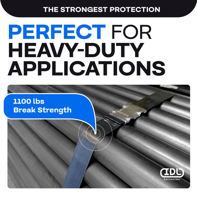 IDL Packaging 1/2" x .020" x 200' Steel Strapping Coil (1100 Lbs Break Strength) in Self-Dispensed Ð¡ardboard Box - Portable Strong Banding with Superior Cut-Resistance - Heavy Pallet Strapping - Image 3